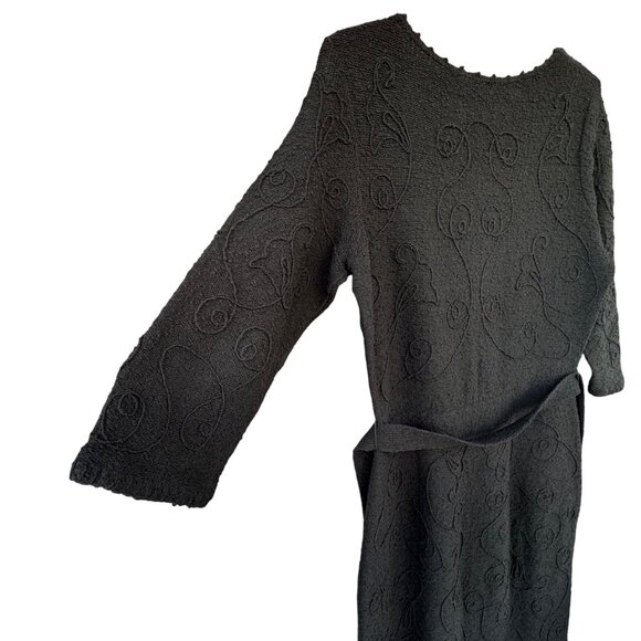 VTG Snyderknit California Black Hand Loomed Wiggle Sheath V-Neck Dress Small - Picture 4 of 12